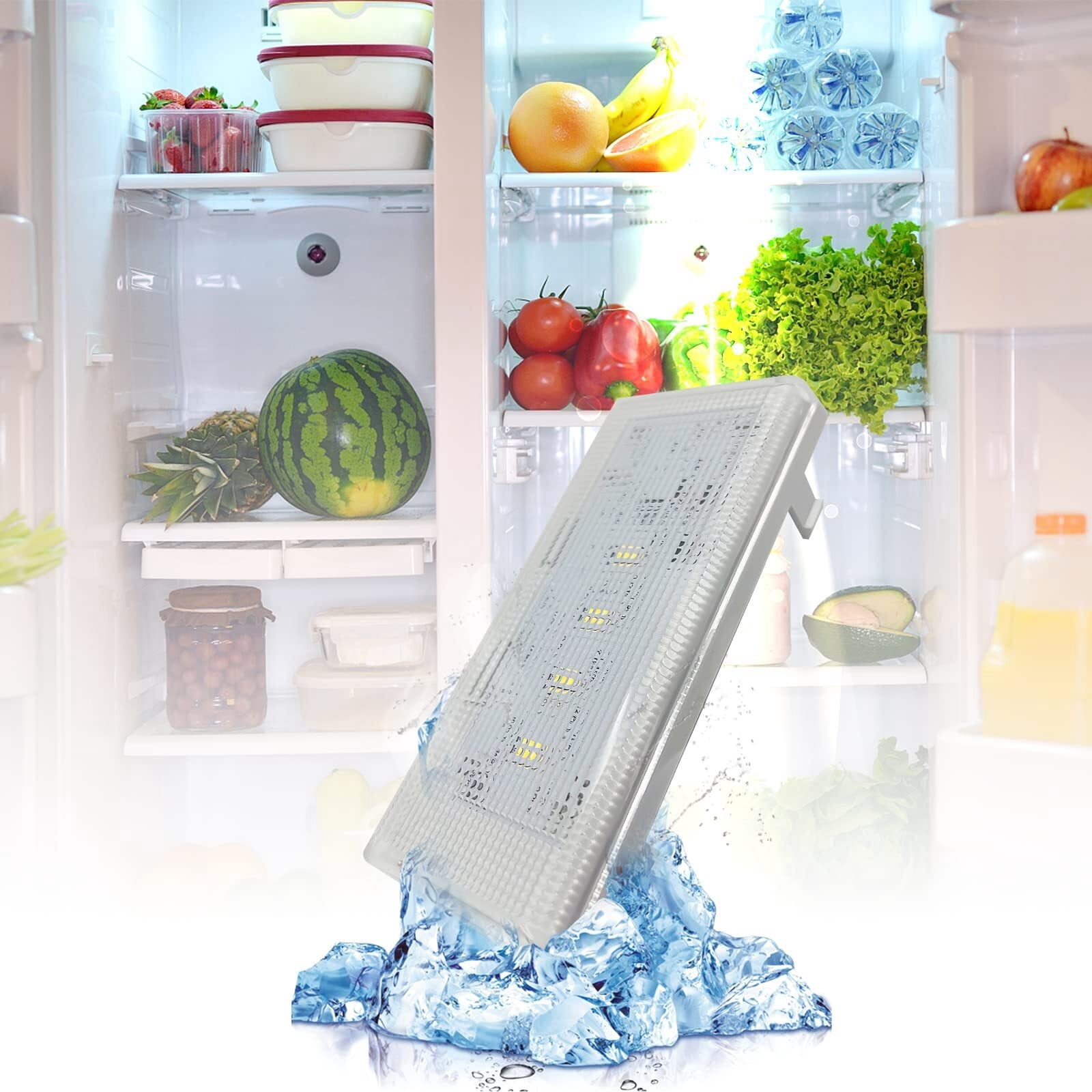 W10515058 and W10515057 Refrigerator LED Light 2PCS with Cover Compatible for Kenmore Maytag Whirlpool Refrigerator LED Light Replaces WRS325FDAM02 WRS325FDAM04