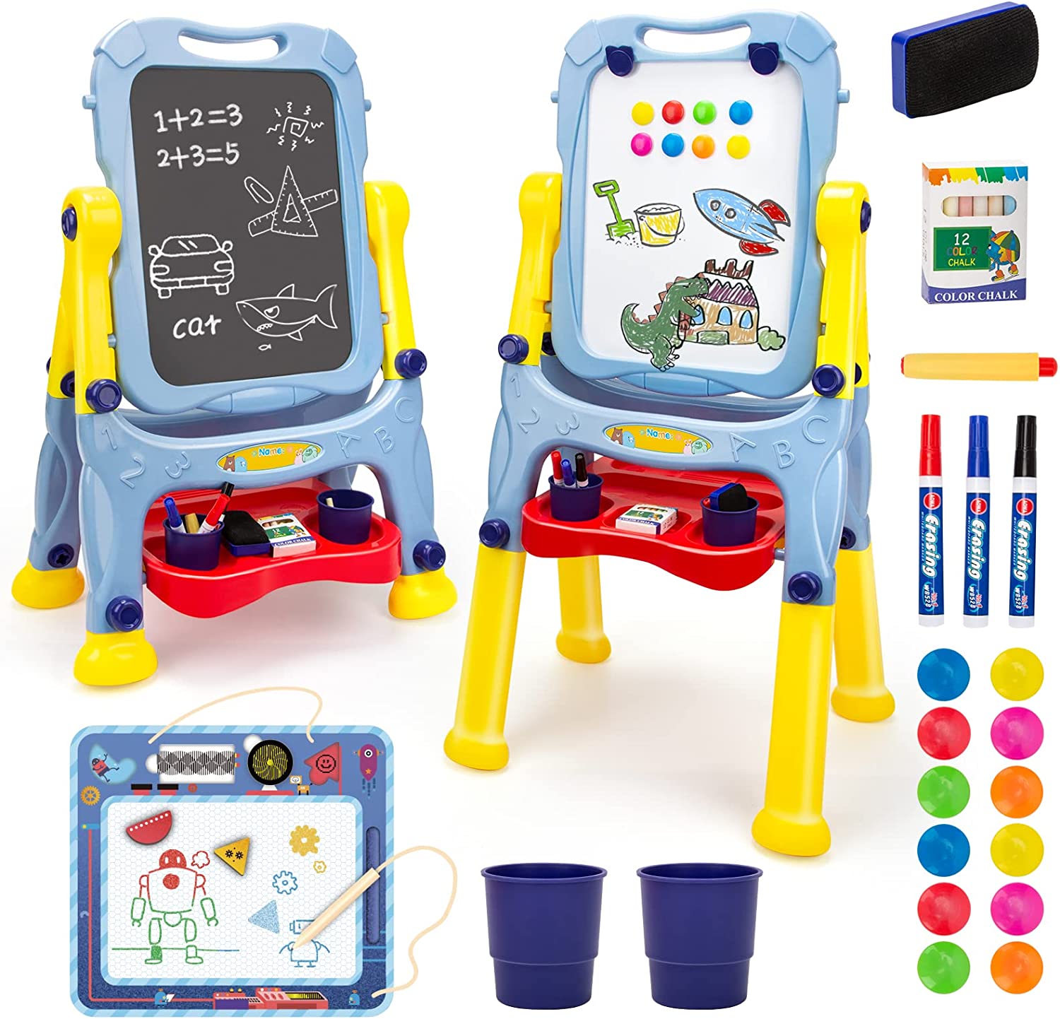 Kid Easel for Painting, Toddler Dry Erase Board, Standing Double Art