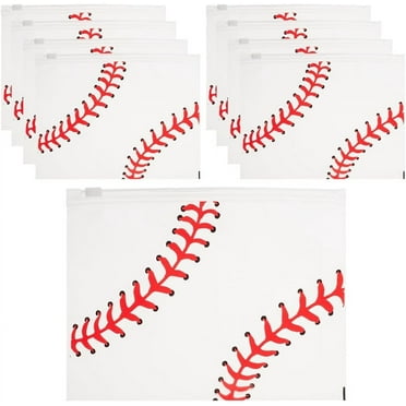 25Pcs Plastic Zip Bags Reclosable Poly Pouch with Clear Baseball Pattern for Cosmetic Travel Storage 6.1 x 7.8 Inch