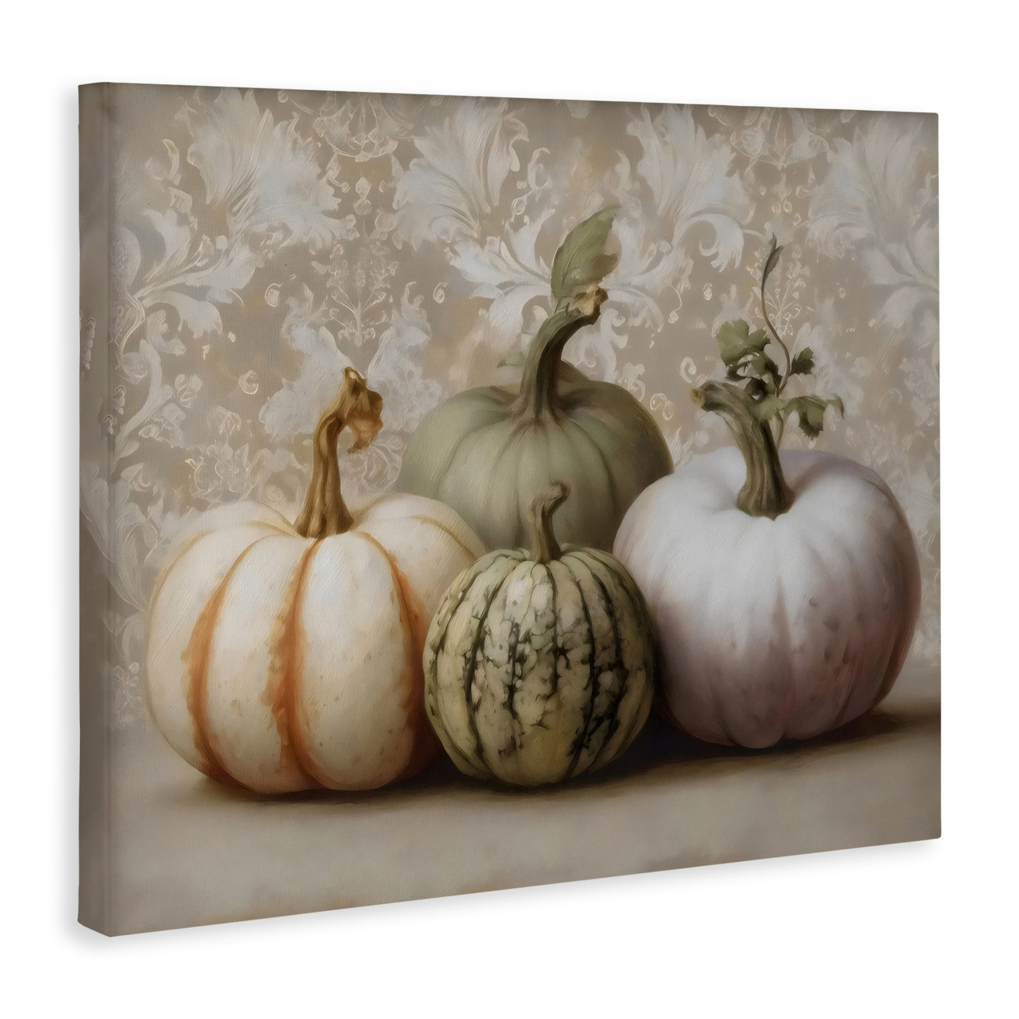 Stupell Industries Pastel Gourds on Vintage Pattern Canvas Wall Art, design by Arlington Prints