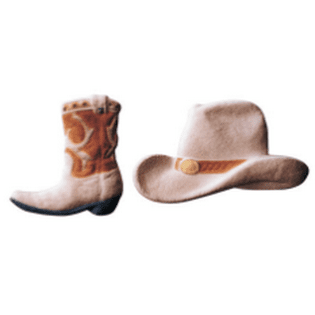 - Set of 12 Cowboy Hat Boot 3inch - 3 3/4inch Edible Sugar Cake & Cupcake Decoration Toppers