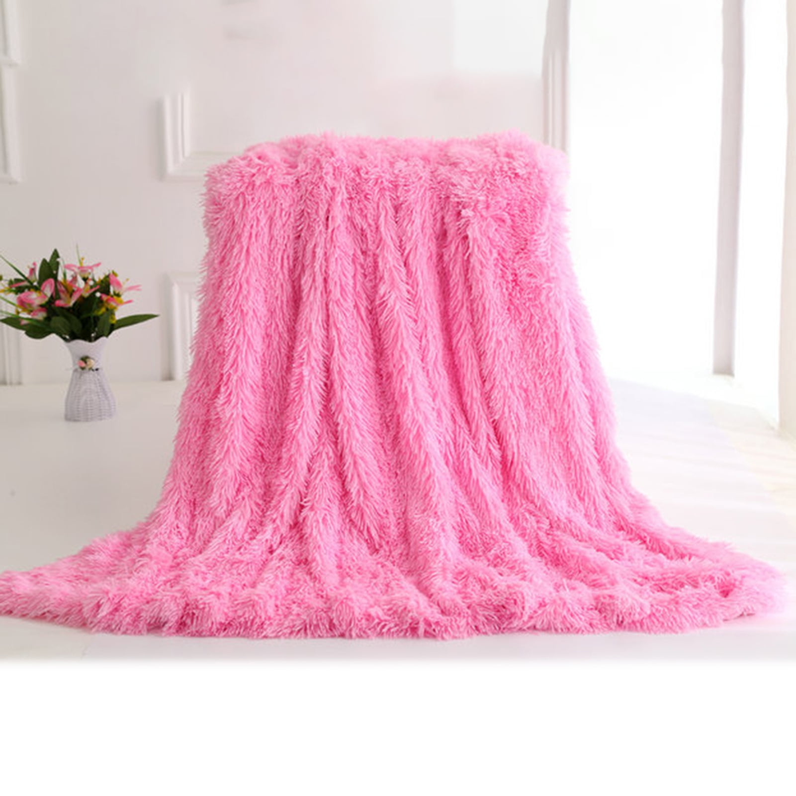 63x79, Cream Plush Super Soft Blanket Bedding Sofa Cover Furry Fuzzy Fur Warm Throw Qulit Cozy Couch Blanket for Winter 