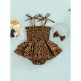 thumbnail image 4 of Baby Girl Pleated SKirt Romper Summer Strap Leopard Print One-Piece Summer Outfits with Hairband, 4 of 8
