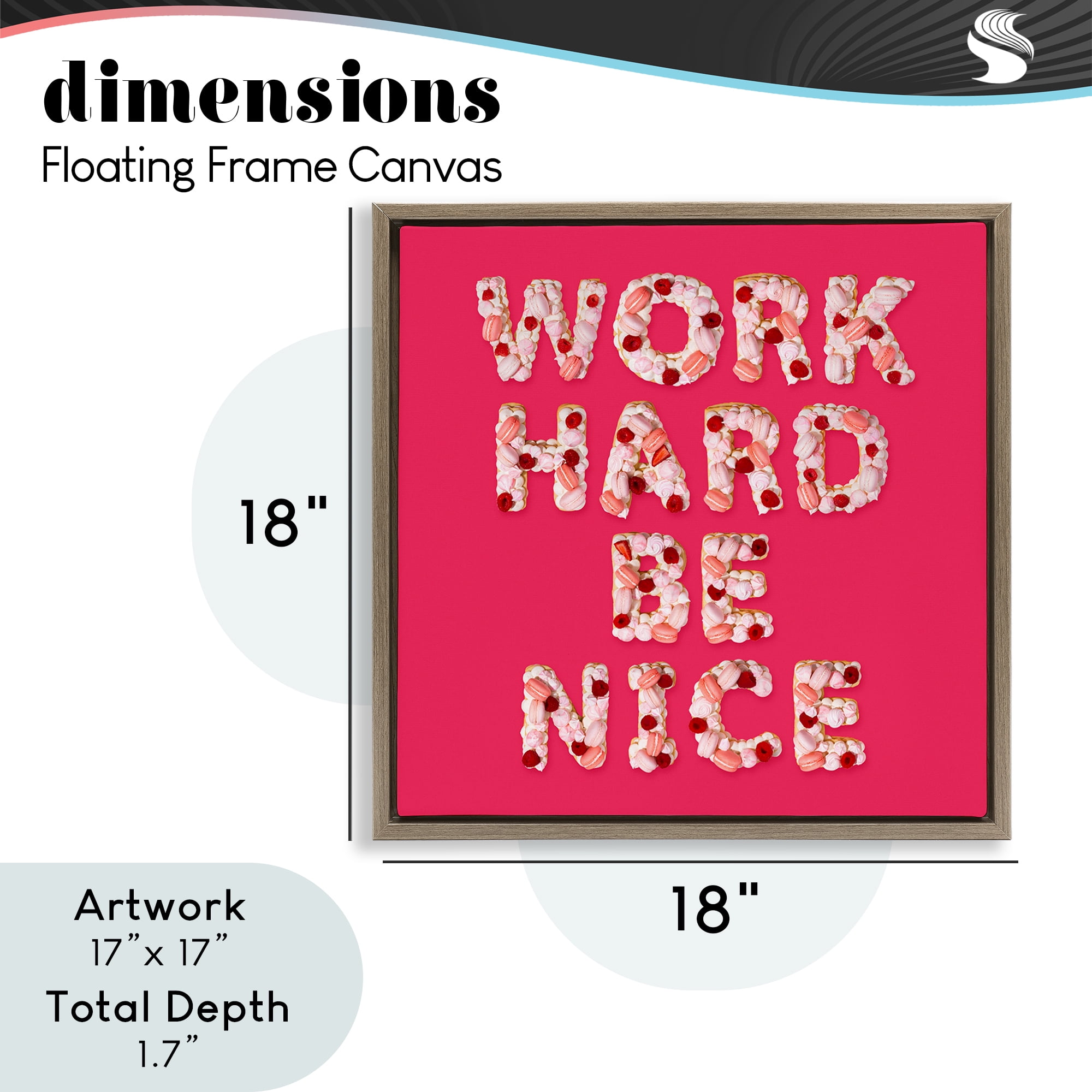 Work Hard Be Nice Brown Framed Floater Canvas Wall Art, design by LISH Creative