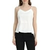 Allegra K Women's Casual Spaghetti Strap V Neck Peplum Sleeveless Top