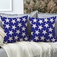 thumbnail image 2 of Set of 2 Soft Velvet Decorative Patriotic Throw Pillow Cover Case Geometric Stars July 4th Accent Square Cushion Cover Case Sham for Couch Sofa Bed Car 18 x 18 Inch 45x45cm (Blue), 2 of 6