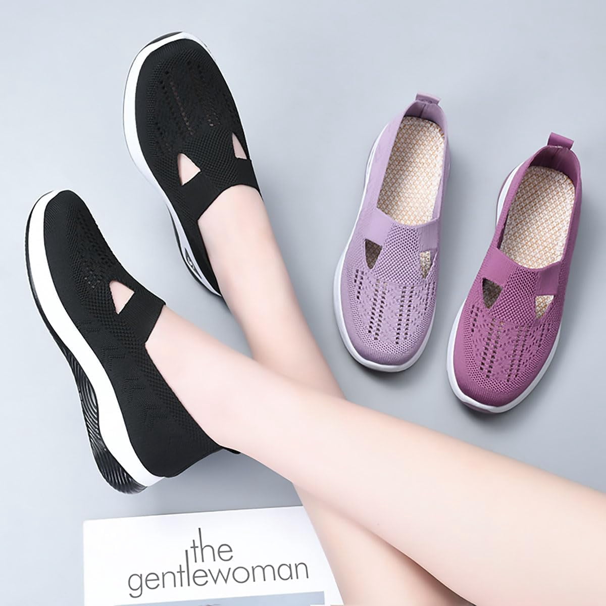 Peinaina Sneakers, Women's Slip On Sneakers, Wide Width, Orthopedic Walking Shoes, Breathable, Comfortable