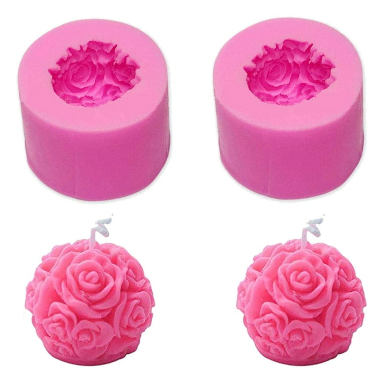 2 Pack 3D Rose Ball Candle Mold Soap Mold, Silicone Mold for DIY Candle  Making, Handmade Mini Soap, Polymer Clay 