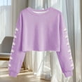 thumbnail image 3 of Uootdi Casual Tops for Women Crewneck Long Sleeve Floral Print Cropped Hem Fall Winter Casual Sweatshirts Gift, 3 of 5
