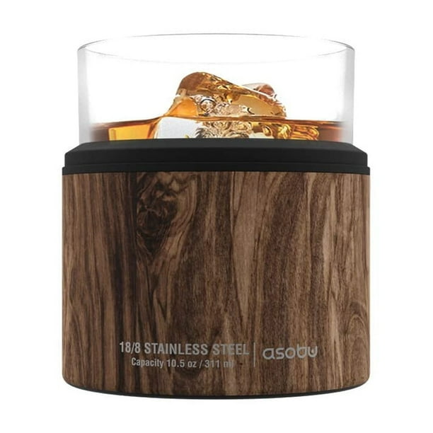 Vaso de whisky asobu con aislamiento de acero inoxidable, 310 ml, madera