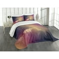 thumbnail image 3 of Ambesonne Sky Quilted Bedspread Set 3 Pcs, Night Clouds Stars Image, Queen Size, Pale Yellow Purple, 3 of 5