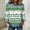 A1570 Green, variant on St. Patrick's Day Sweatshirt for Women Clover Pattern Graphic Shirt Long Sleeve Crewneck Casual Denim Trim Pullover Tunic Festival Holiday Apparel