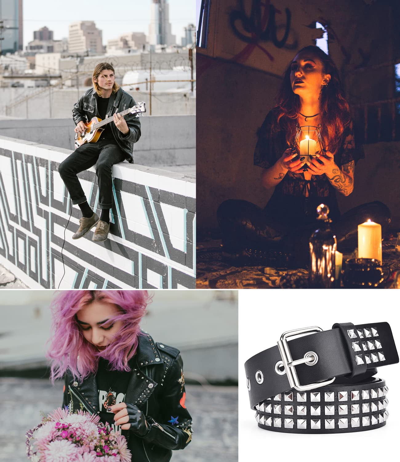 Studded Belt Women Y2K Spike Belts Black Girl Woman Stud Punk Waist Belt for Halloween Cosplay