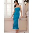 thumbnail image 3 of DARING DIVA Strapless Bodycon Ruffle Maxi Cocktail Wedding Dress L Blue Green, 3 of 6