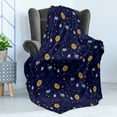 thumbnail image 4 of Floral Soft Flannel Fleece Blanket, Repetitive Style Illustration of Dark Tone Blooming Elements Botanical Buds, Cozy Plush for Indoor and Outdoor Use, 60" x 80", Indigo and Mustard, by Ambesonne, 4 of 5