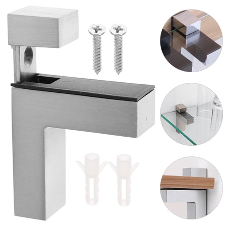 HAMPPLIES Glass Floating Bracket Display Cabinet Silver 2pcs