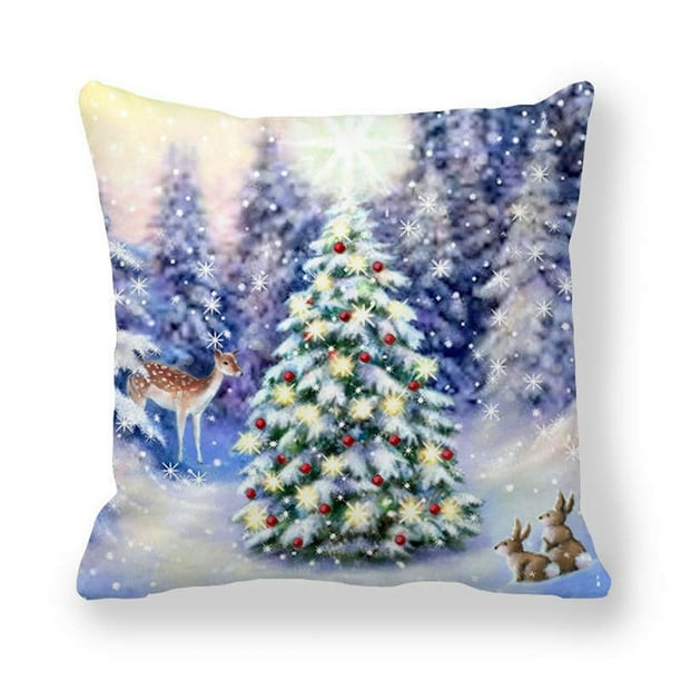 Christmas 3D Rabbit Cushion Cover Throw Pillow Case Xmas Squares,18x18inch