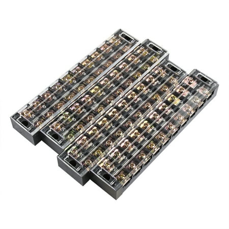 Unique Bargains 4 Pcs 10 Positions Dual Rows 600V 45A Wire Barrier Block Terminal Strip TB-4510