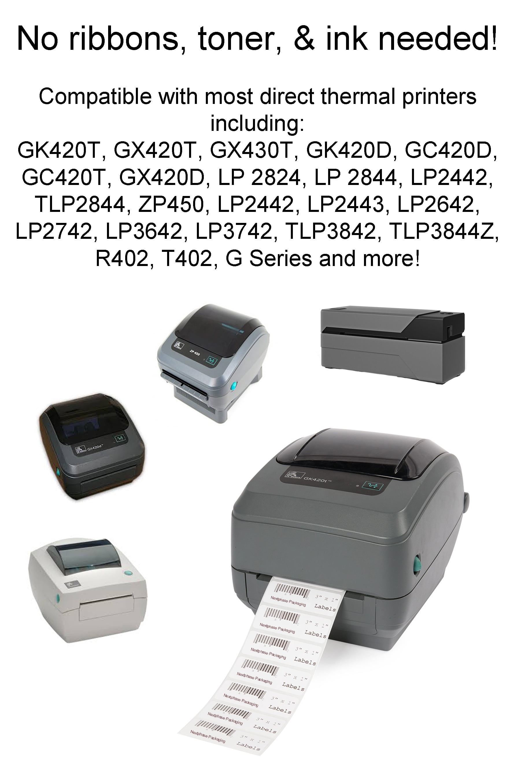 Nextphase Packaging Direct Thermal Labels - 3" x 1" - Perforated UPC Barcode FBA Address Labels with Premium Adhesive, Compatible with Zebra & Rollo Label Printers