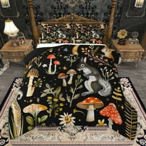 Manfei Kawaii Rabbit Full Size Comforter Sets,Rustic Farmhouse Cabin Bedding Comforter Set,Red Mushroom Bedding Sets For Boys Kids,Luxury Bedroom Decor Reversible,3pcs