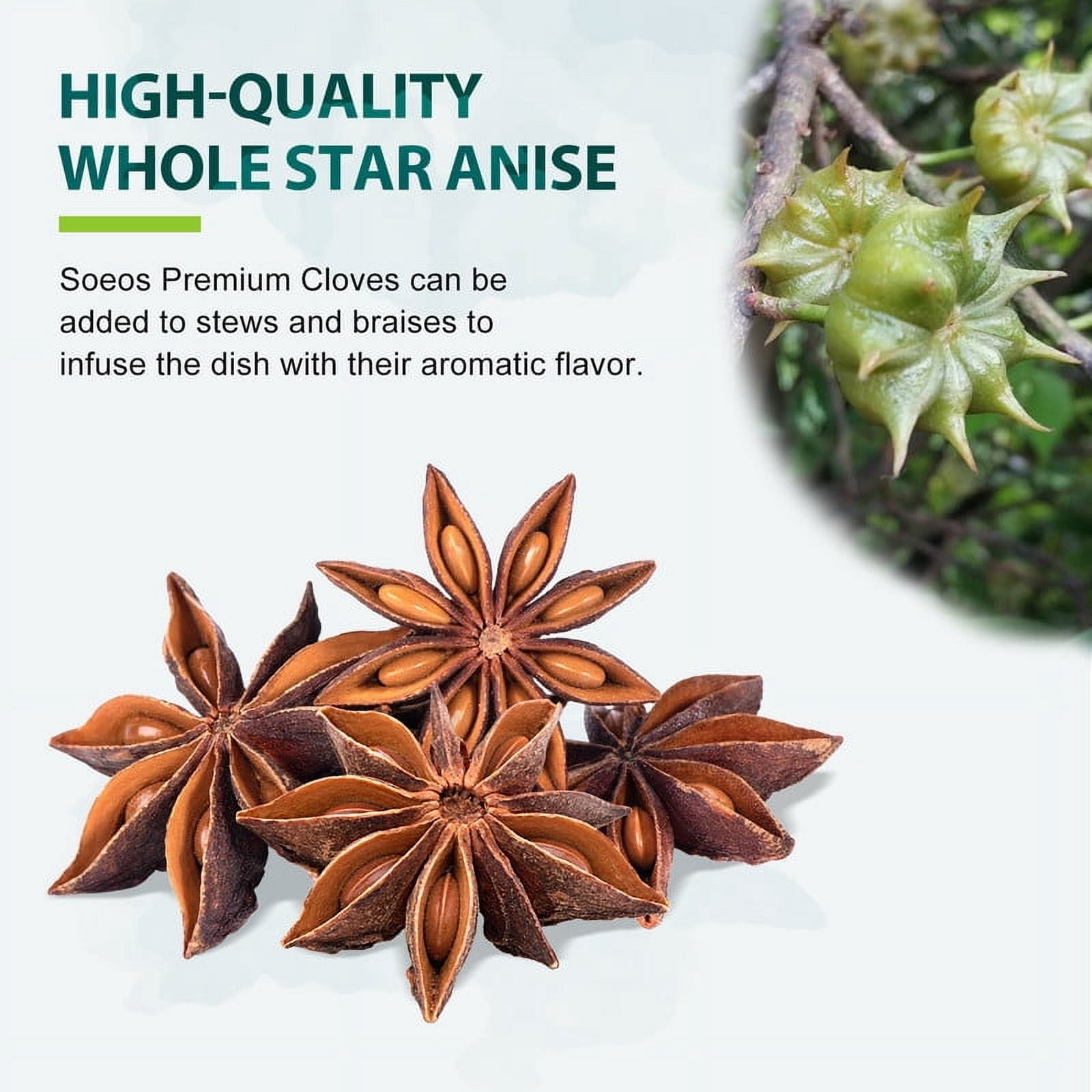 Soeos Star Anise 3 oz (85g) , Aromatic Star Anise