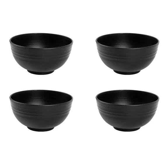 4/16Pcs Black Plastic Cutlery Set Reusable Plates Bowl Cups 4 Sets for Kitchen Outdoor Camping Party Dinnerware Dishes Set