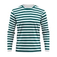 thumbnail image 4 of Chandail à Manches Longues pour Hommes, Col Rond à Imprimé Rayé, Haut Athlétique Décontracté, Vert Militaire L, 4 of 6