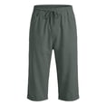 thumbnail image 4 of CIAKGIAF Shorts for Men Drawstring Elastic Waist Solid Rolled Cuff Capri Casual with Pockets Capri Shorts, 4 of 6