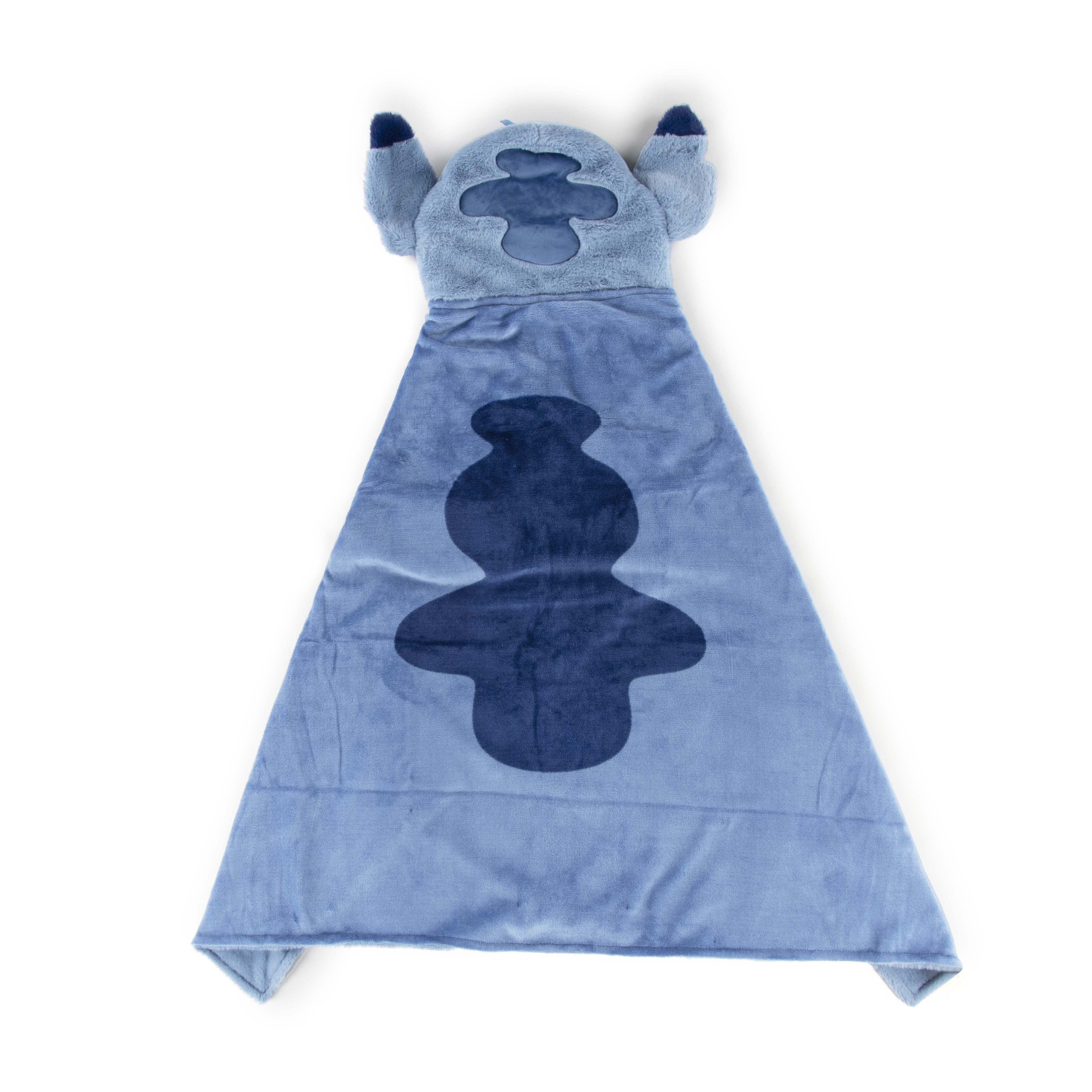 Stitch Kids Hooded Silk Touch Throw Blanket, Polyester Faux Fur, Blue, Disney, 54" x 40"