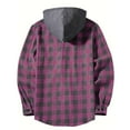 thumbnail image 3 of Xzbqbs Mens Flannel Hooded Jacket Casual Button Down Plaid Shacket Long Sleeve Fashion Lightweight Classic Fit Sport Jackets, 3 of 3