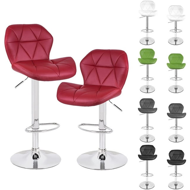 Bronte Living Leatherette Bar Stool with Adjustable Height, 360 Swivel Design, Comfortable Mid-Backrest, Floor Protection for Kitchen, Bar, Kitchen Island, Pub - Series Carmela - Set of 2
