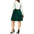 thumbnail image 3 of Agnes Orinda Women's Plus Size Velvet Skater Skirts High Waist Shiny Stars Suspender Skirt 4X Dark Green, 3 of 6