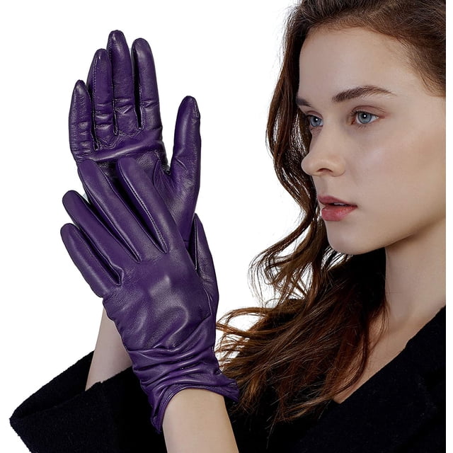 Women Leather Gloves Driving Ladies TouchScreen Gloves Ruched