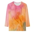 thumbnail image 2 of KBODIU Womens Plus Size T-Shirts Gradient Tie-Dye Print Casual Blouses Tops Oversized 3/4 Sleeve Round Neck Loose Fit Blouses Fall Clothes Basic Pullover, 2 of 3