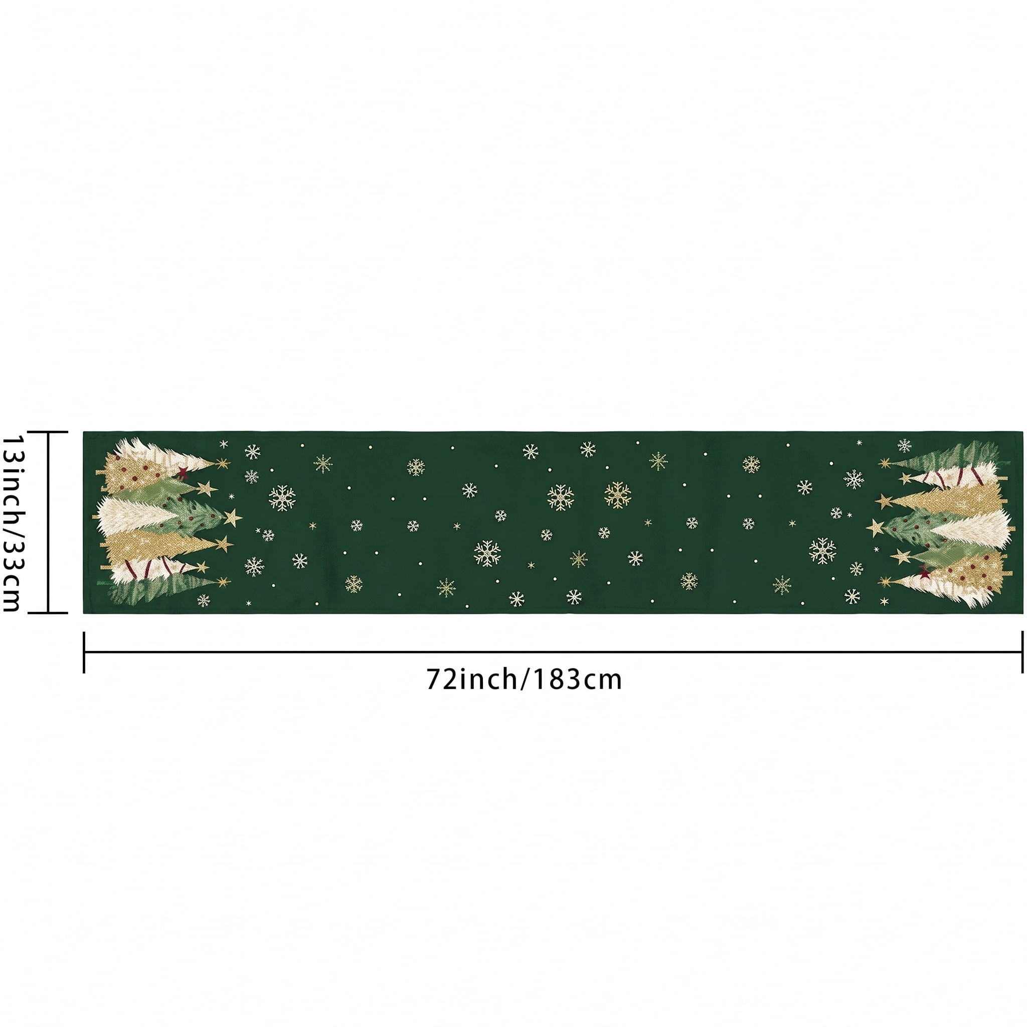 Christmas Table Runner 13x72 Inch, Xmas Trees Snowflakes Winter Holiday Decorative Farmhouse Table Decorations for Kitchen Dinning, Indoor Outdoor Dinner Party Decor