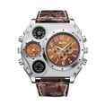 thumbnail image 1 of Mirar Hombres Cuarzo PU banda de cuero reloj de pulsera Caja de gran tamaño personalizada Termómetro Brújula Movimientos de cuarzo dobles Relojes 1 1, 1 of 5