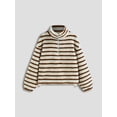 thumbnail image 4 of Womens Half Zip Fleece Striped Jacket Oversized Stand-Up Collar Sweatshirt Warm-Fuzzy Outerwear Blue XL, 4 of 8
