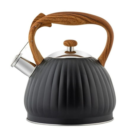 

3.5L Black Kettle Water Kettle Stainless Steel Comfortable Grip Wood Pattern Handle