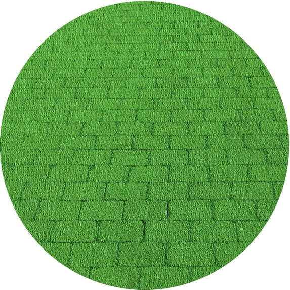Ahgly Company Machine Washable Indoor Round Transitional Green Area Rugs, 6' Round