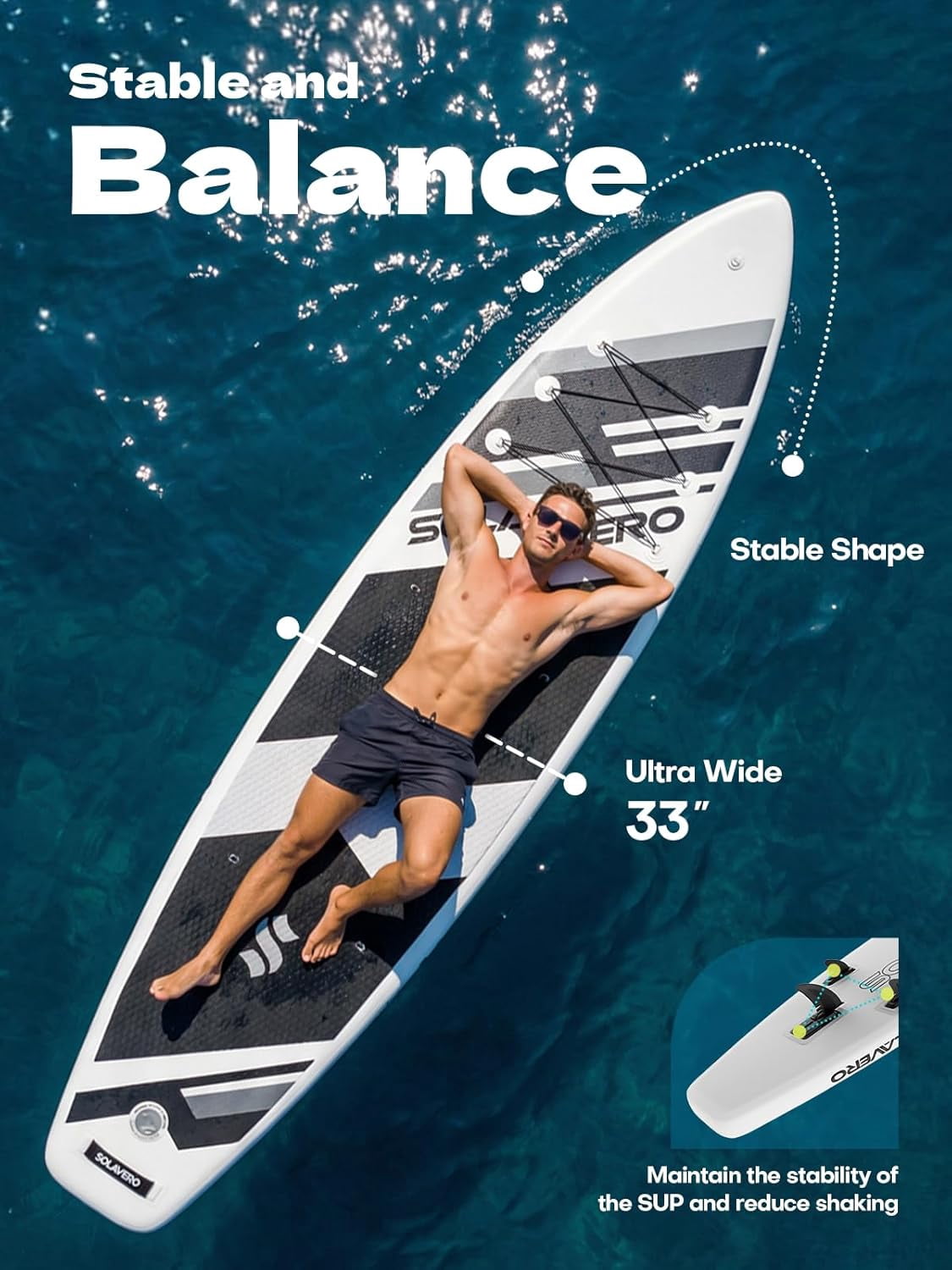 SOLAVERO Inflatable Stand Up Paddle Board for 2 Person, Ultra-Light SUP Board with Accessories for Adults & Youth of All Skill Levels