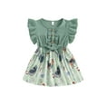 thumbnail image 1 of Gupgi Robe Trapèze pour Filles, Robe pour Tout-Petits à Manches Volantées, Col Ras du Cou, Imprimé de Poule avec Nœud, Robe d'Été Décontractée, 1 of 9