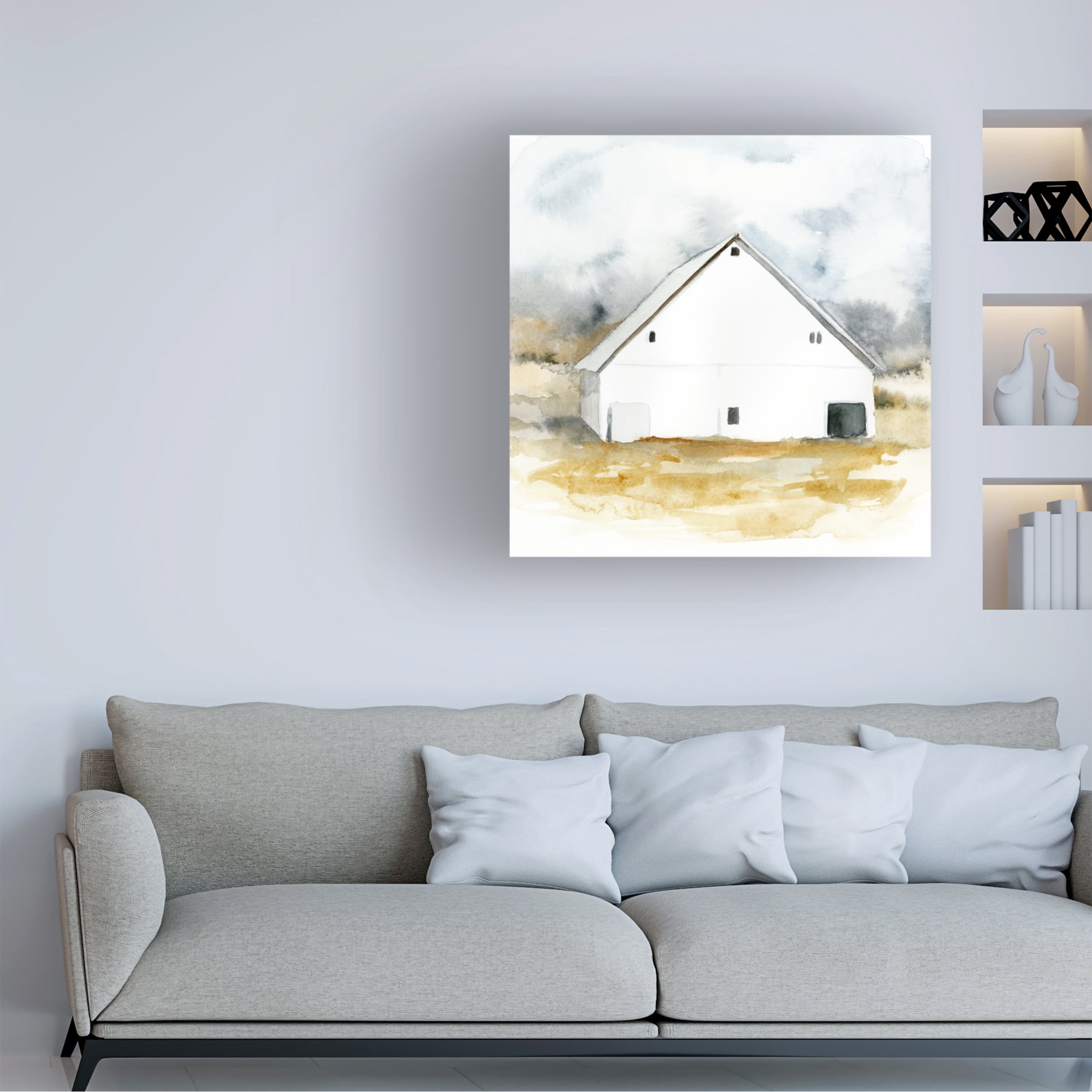 Victoria Barnes 'White Barn Watercolor IV' Canvas Art