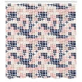 thumbnail image 3 of Blush Pink Shower Curtain, Repetitive Geometric Pattern of Abstract Plus Signs and Squares, Fabric Bathroom Set with Hooks, 69W X 70L Inches, Blush Tan and Dark Blue, by Ambesonne, 3 of 3