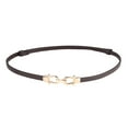 thumbnail image 2 of Eosunjian Women Skinny Thin Belt Pair Buckle Design Waist Cincher Waist Belt with Golden Buckle Adjustable Length Imitation Leather Belt Clothing Accessories Coffee, 2 of 13