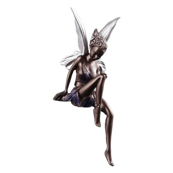 Pekkaxy Fairy Garden Ornaments Sitting Fairy Statue Resin Sitting Fairy Statues Flower Fairy Figurine with Wings, Garden Ornament Outdoor Miniature Fairies Sculpture for Garden, Patio