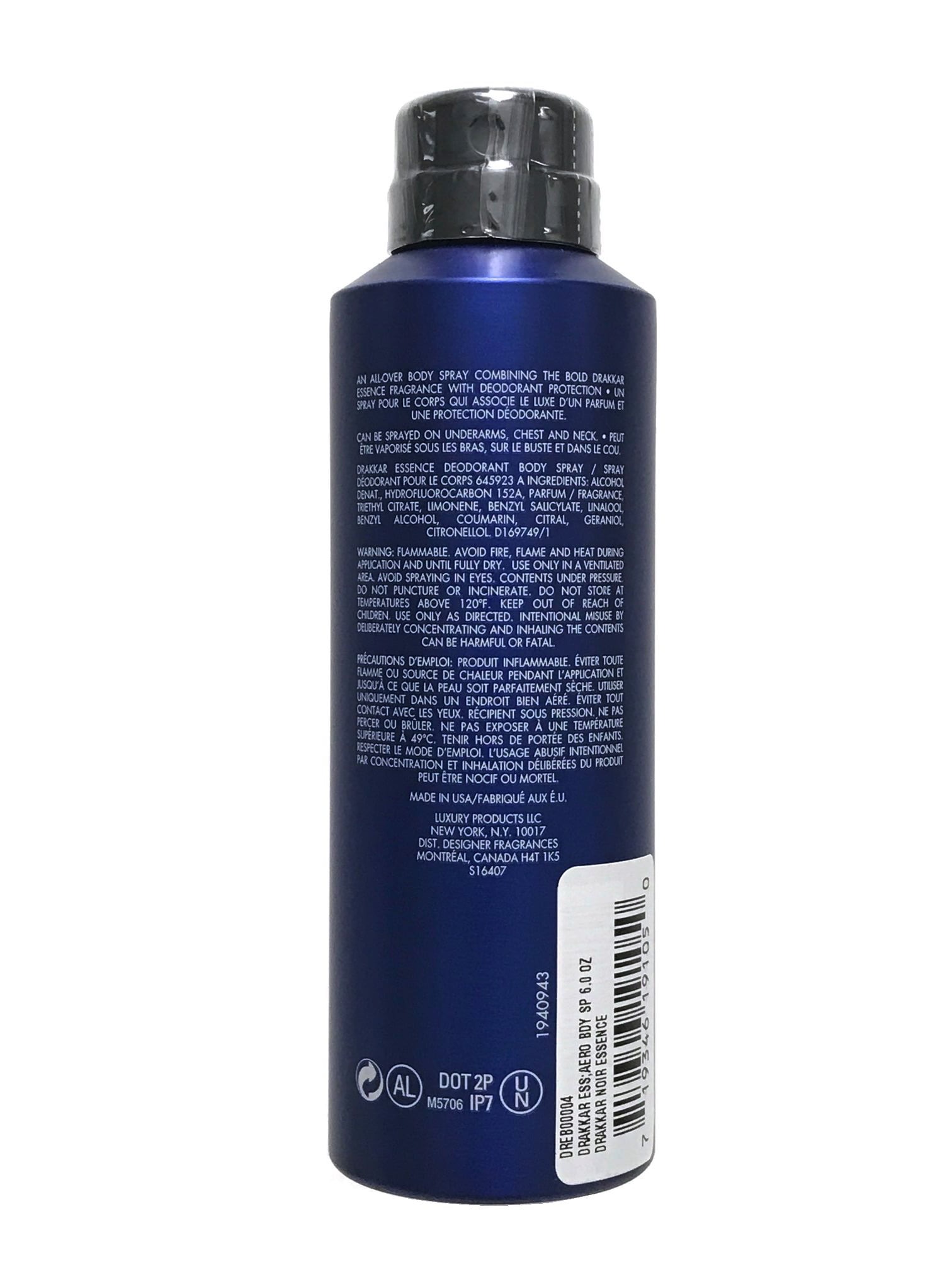Drakkar Essence Deodorant Body Spray for Men, 6 Oz -
