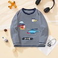 thumbnail image 3 of lnmuld Girls Tops Boys Long Sleeve Tops Winter Autumn Helicopter Print Striped Shirt Comfortable Casual Kids Tee for Toddler and Children Size:3-4 Years, 3 of 9