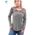 thumbnail image 4 of Deago Woman Casual Tops Long Sleeve Leopard Print Patchwork Plus Size Round Neck T-Shirt Blouses (Gray, XL), 4 of 9