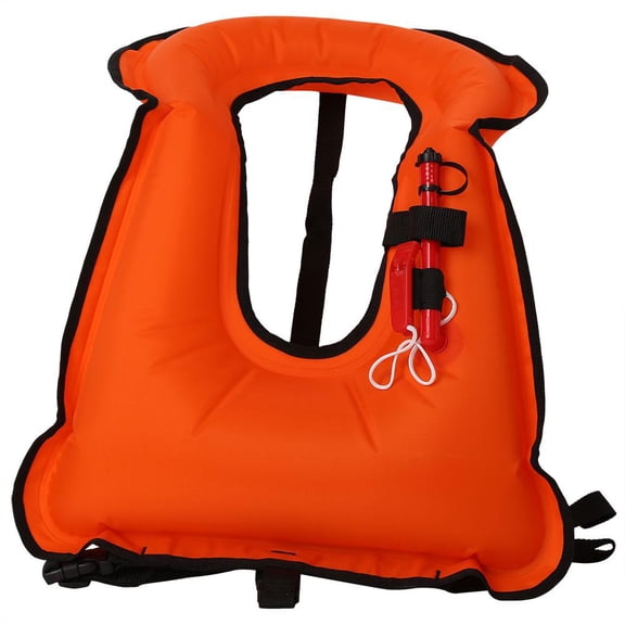 M Buder Adult Life Jacket Vest High Visibility Inflatable Swimming Lifevest Snorkeling Surfing Boating Jackets with Emergency Whistle (Orange) - 24.8 inches / 63 cm