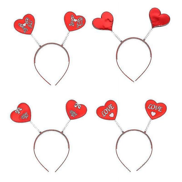4pcs Loving Heart Hairbands Valentine's Day Headbands Festive Loving Heart Headwear